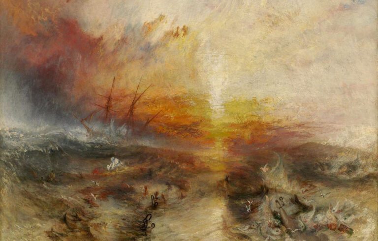 "The Slave Ship" av den britiske kunstneren J. M. W. Turner, først utstilt i 1840. Foto: Allemannseie, originalen tilhører: Museum of Fine Arts, Boston
